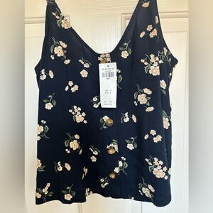 NWT Hollister navy blue tank w/flowers size small